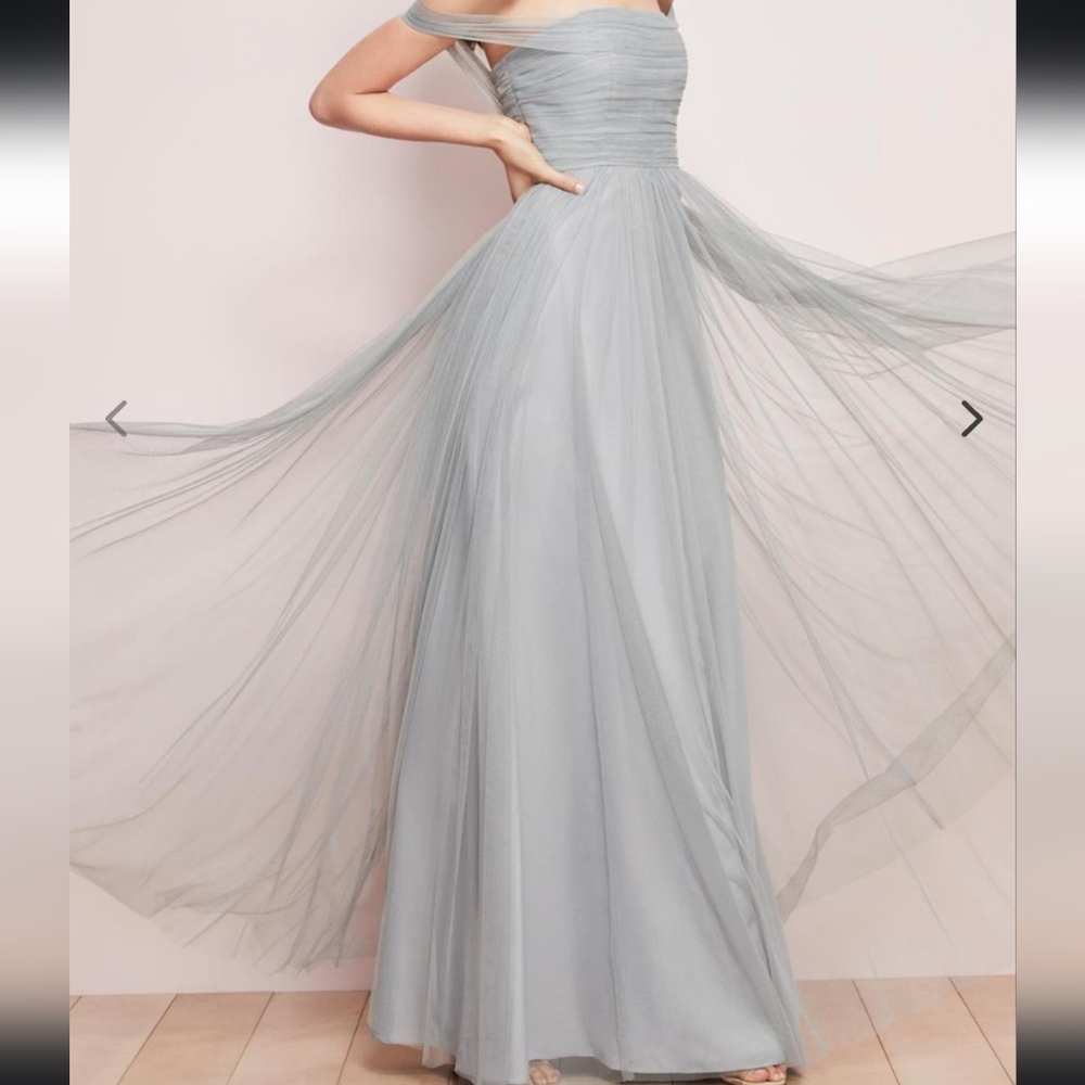 W.too by watters tull bridesmaids off thw shoulder misty blue maxi